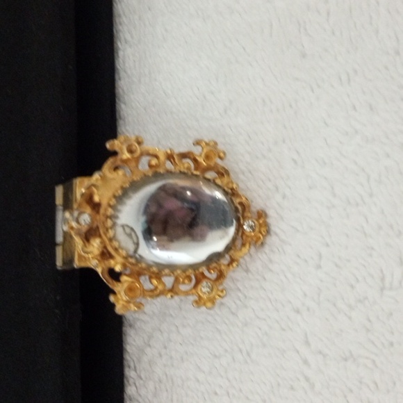 A VINTAGE  Mel-Ton 50's Black Satin & GEMSTONE With Gold Clasp Clutch Handbag - Picture 5 of 10